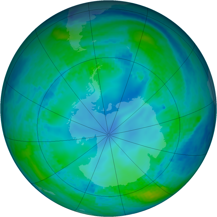 Antarctic ozone map for 13 May 2003